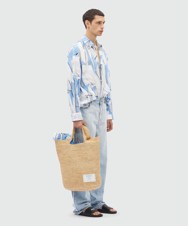 Camicia in popeline stampa "Sail race"