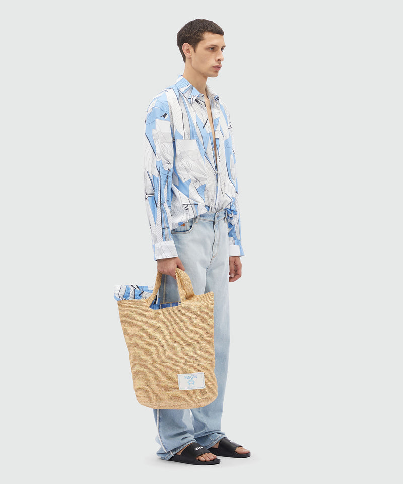 Camicia in popeline stampa "Sail race" BLU Uomo 