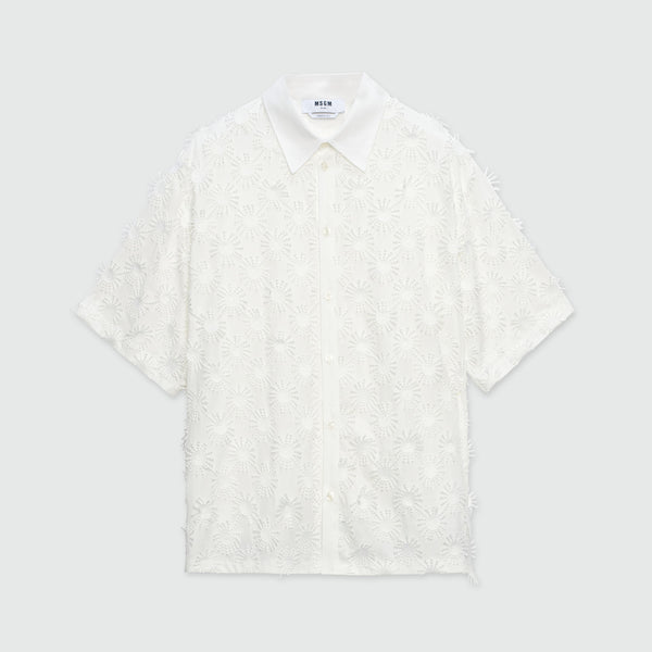 MSGM - MSGM シルク100% シャツ セール】【NEW】MSGM One Stroke 刺繍ロゴTシャツ（Tシャツ
