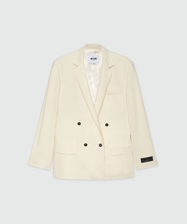 Giacca doppiopetto in canvas fiammato avorio MSGM Tailoring