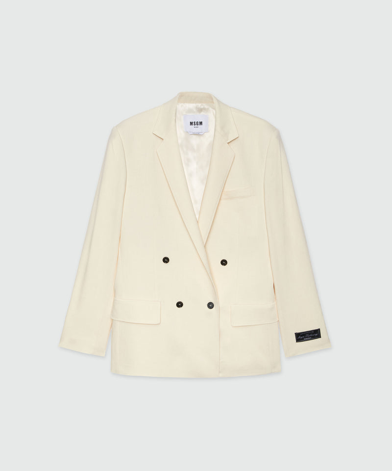 Giacca doppiopetto in canvas fiammato avorio MSGM Tailoring BIANCO SPENTO Uomo 
