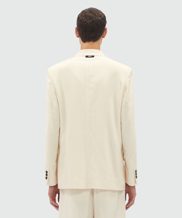 Giacca doppiopetto in canvas fiammato avorio MSGM Tailoring