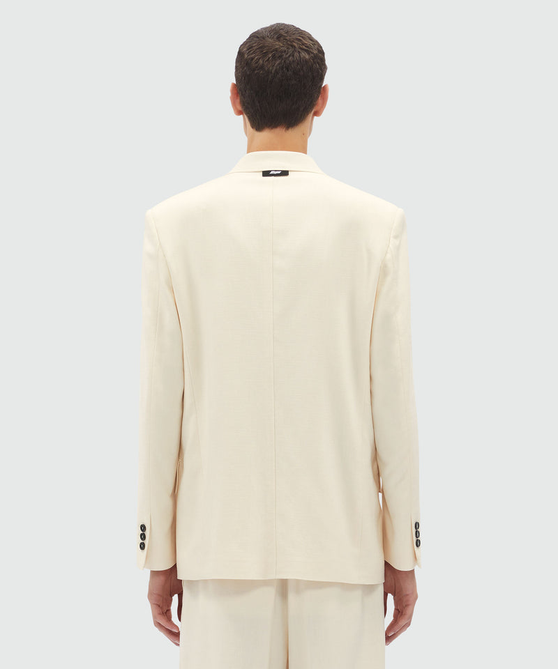 Giacca doppiopetto in canvas fiammato avorio MSGM Tailoring BIANCO SPENTO Uomo 