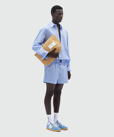 Striped light blue poplin boxer shorts