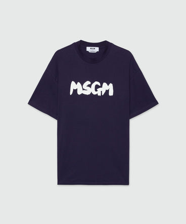 Blue jersey T-Shirt with brushed logo