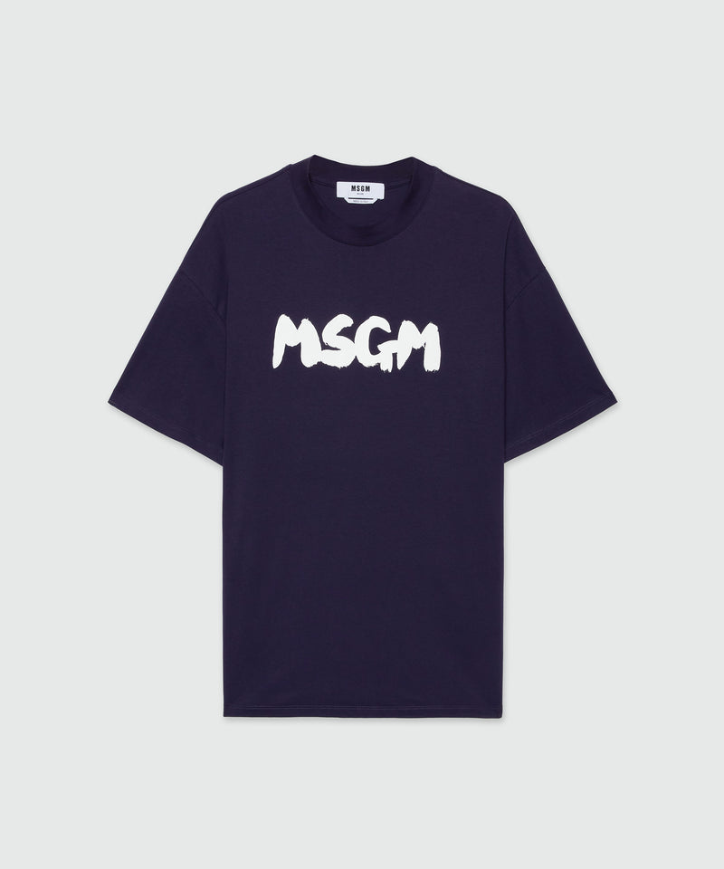 Blue jersey T-Shirt with brushed logo 87 Men 