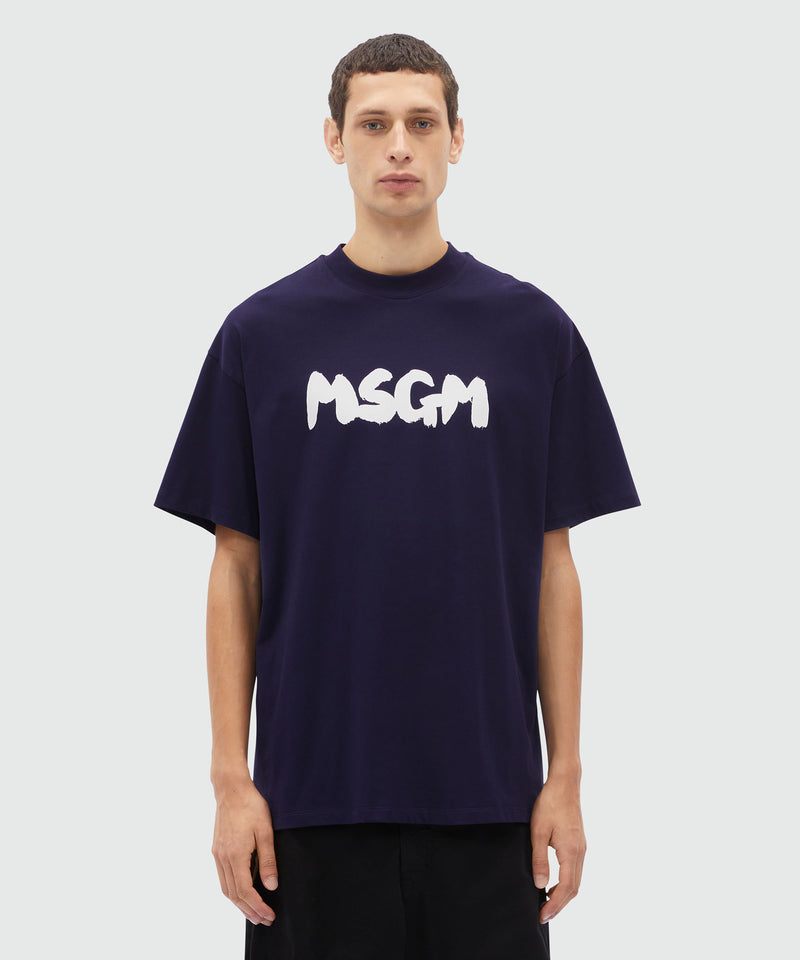 Blue jersey T-Shirt with brushed logo 87 Men 