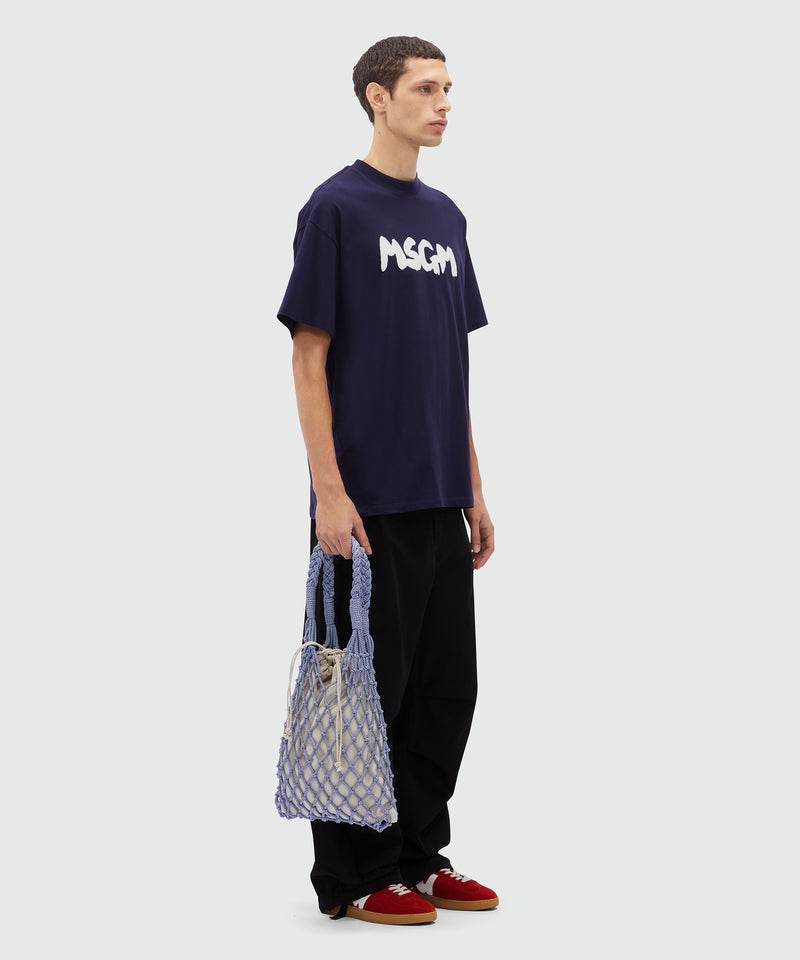 Blue jersey T-Shirt with brushed logo 87 Men 