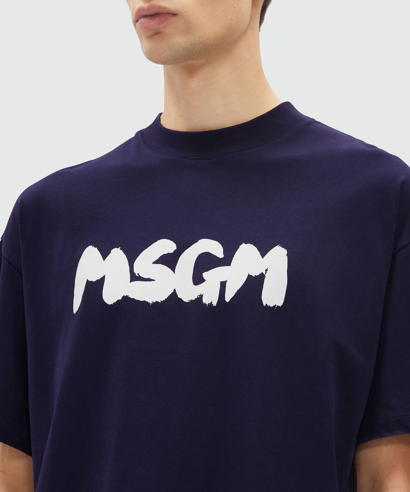 Blue jersey T-Shirt with brushed logo 87 Men 