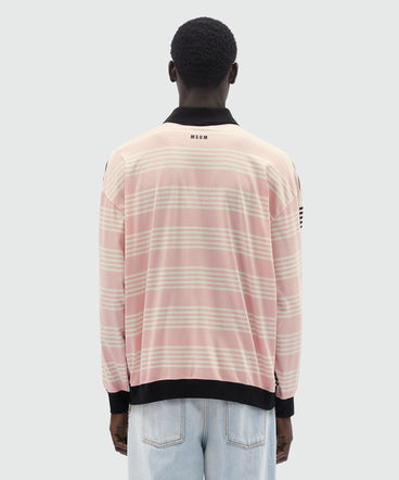 Striped and printed jersey polo shirt