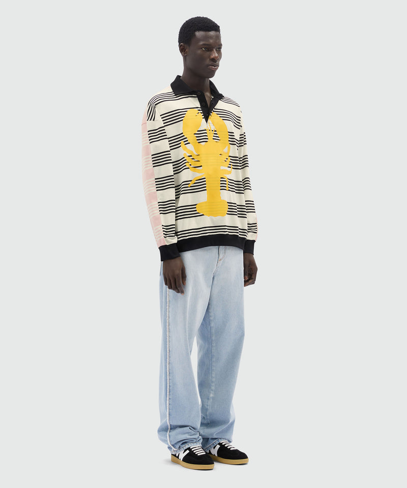 Striped and printed jersey polo shirt OFF WHITE Men 