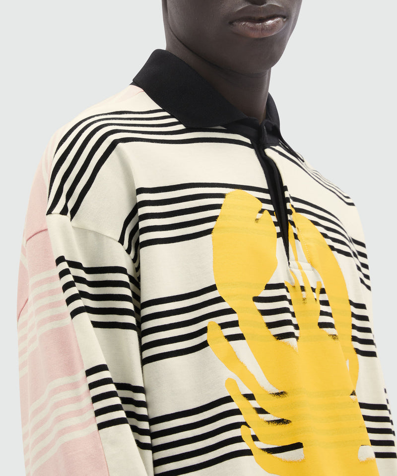 Striped and printed jersey polo shirt OFF WHITE Men 
