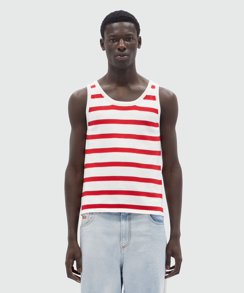 Canotta in maglia fantasia a righe BIANCO SPENTO Uomo 