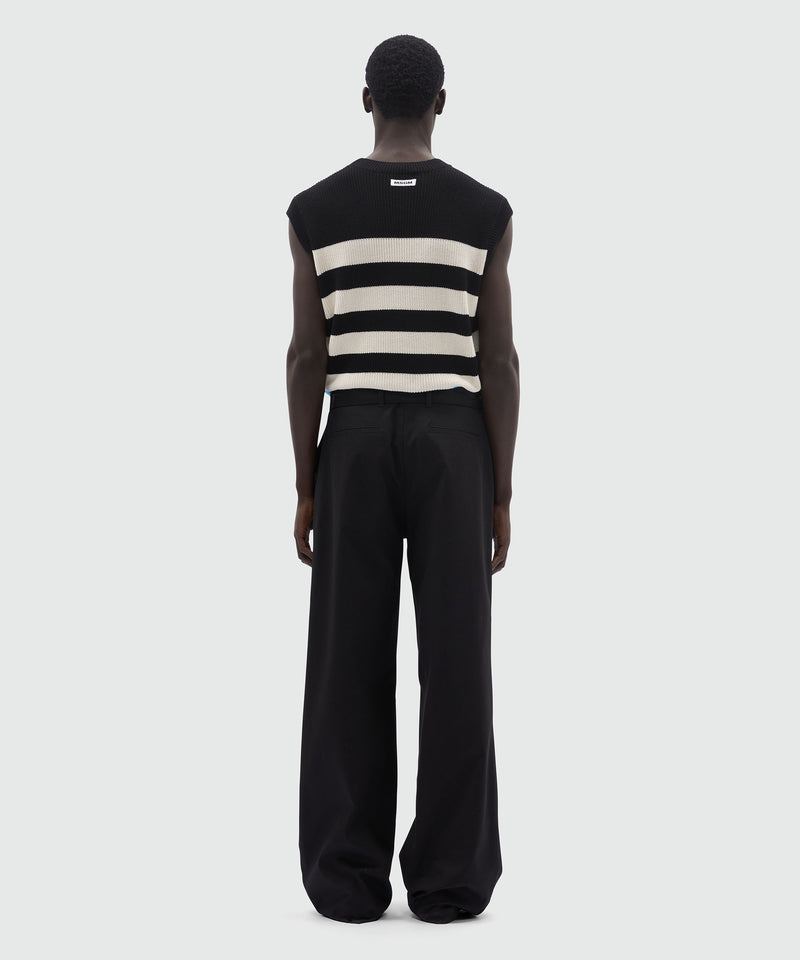 Black gabardine trousers with Wave embroidery Black Men 