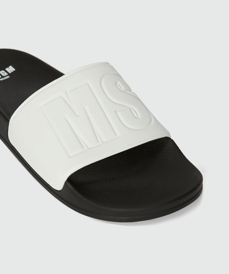 Pool slides nere e bianche con macrologo MSGM BIANCO Uomo 