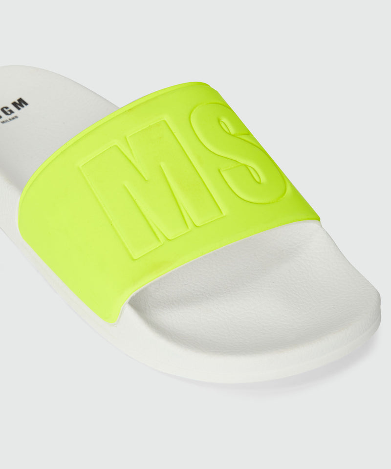 Pool slides bianche e giallo fluo con macrologo MSGM GIALLO FLUO Uomo 