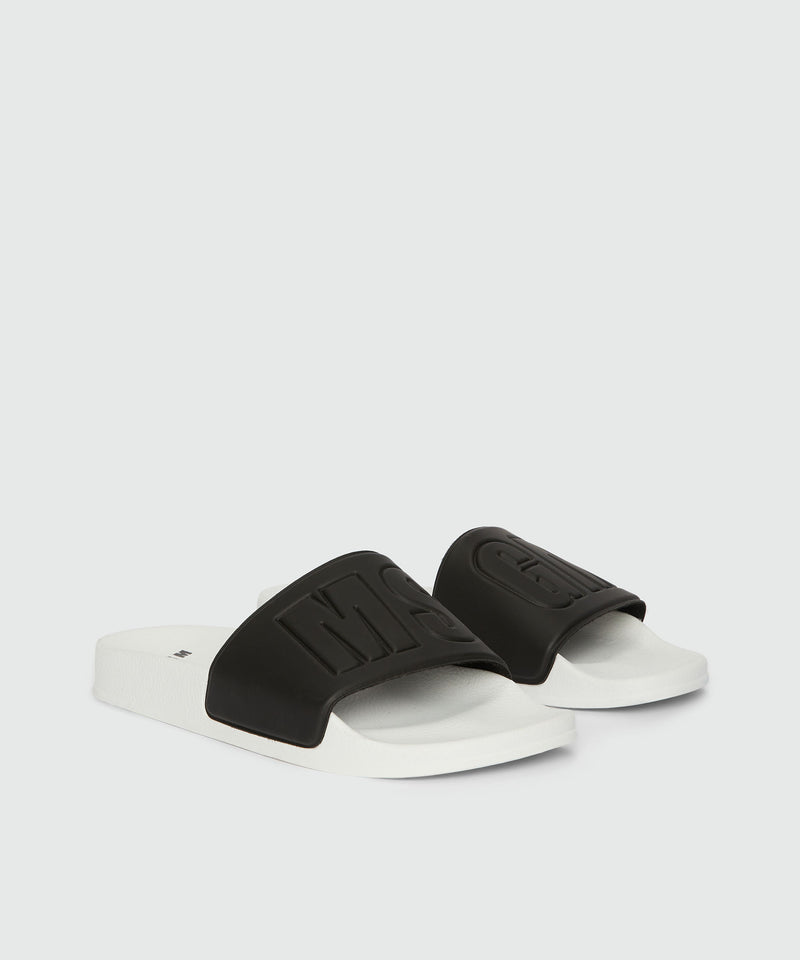 Pool slides bianche e nere con macrologo MSGM Nero Uomo 