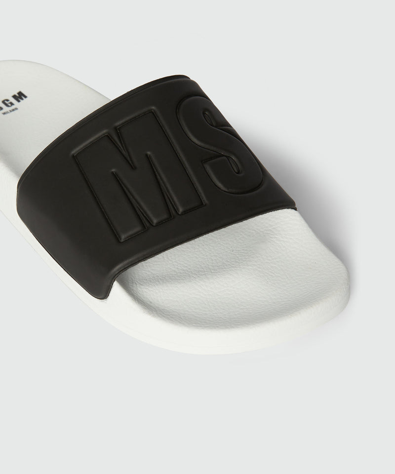 Pool slides bianche e nere con macrologo MSGM Nero Uomo 