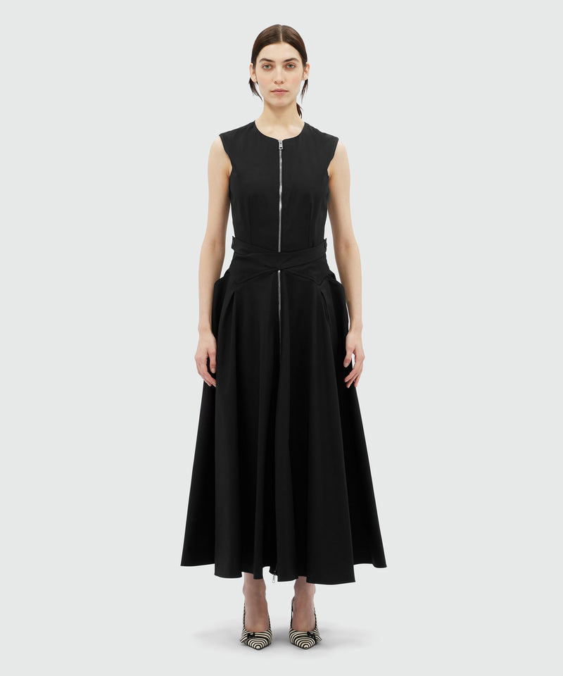 Sleeveless midi dress in black gabardine Black Women 