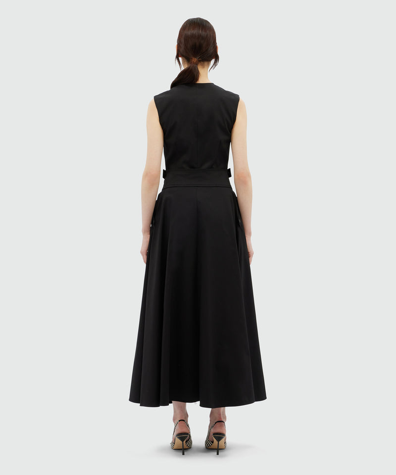 Sleeveless midi dress in black gabardine Black Women 