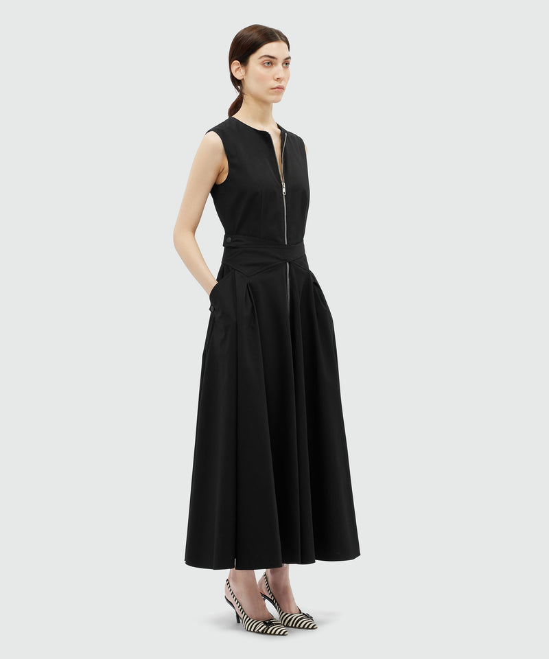 Sleeveless midi dress in black gabardine Black Women 