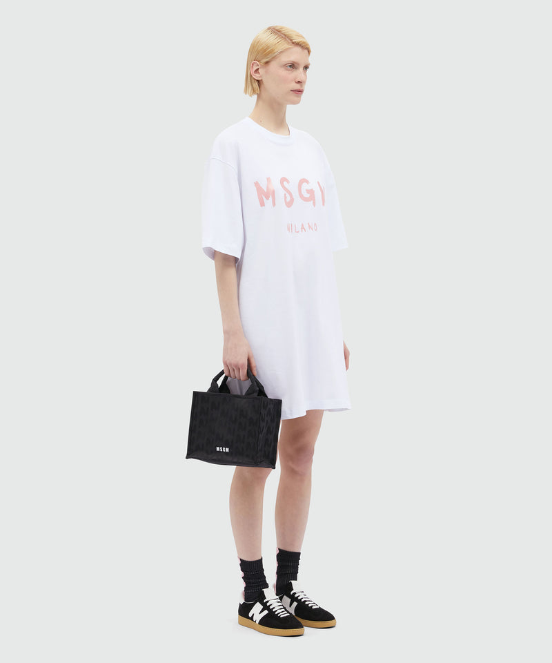 Jersey brushstroke logo T-shirt dress WHITE Women 