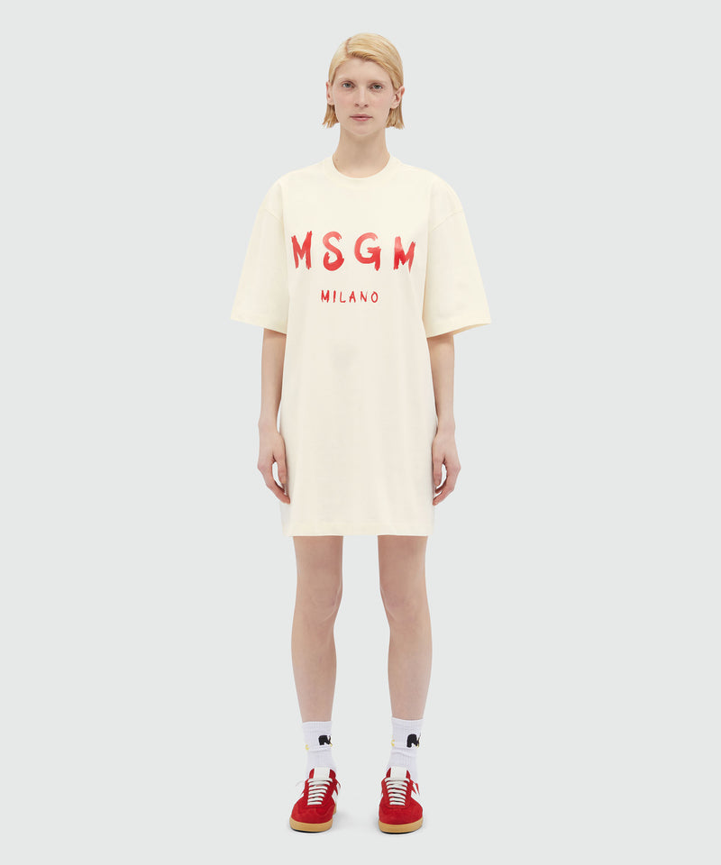 Jersey brushstroke logo T-shirt dress OFF WHITE Women 