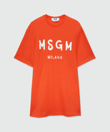 Jersey brushstroke logo T-shirt dress
