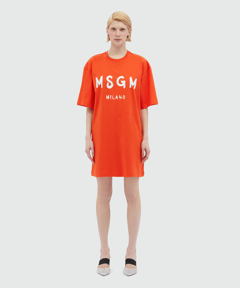 Jersey brushstroke logo T-shirt dress RED Women 