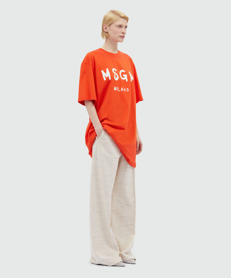 Jersey brushstroke logo T-shirt dress RED Women 