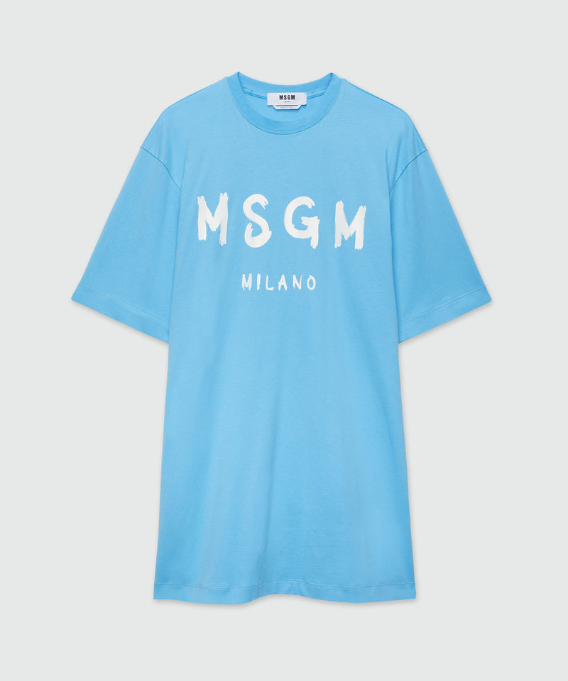 Jersey brushstroke logo T-shirt dress BLUE Women 