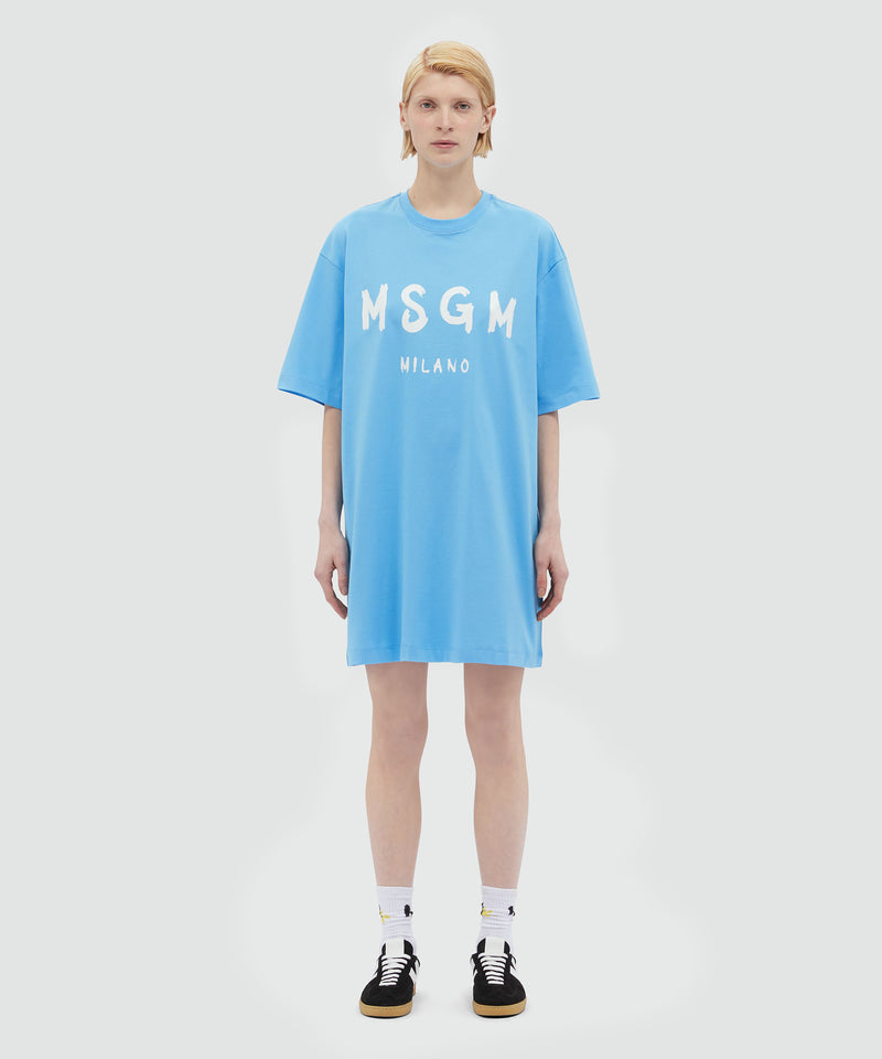 Jersey brushstroke logo T-shirt dress BLUE Women 
