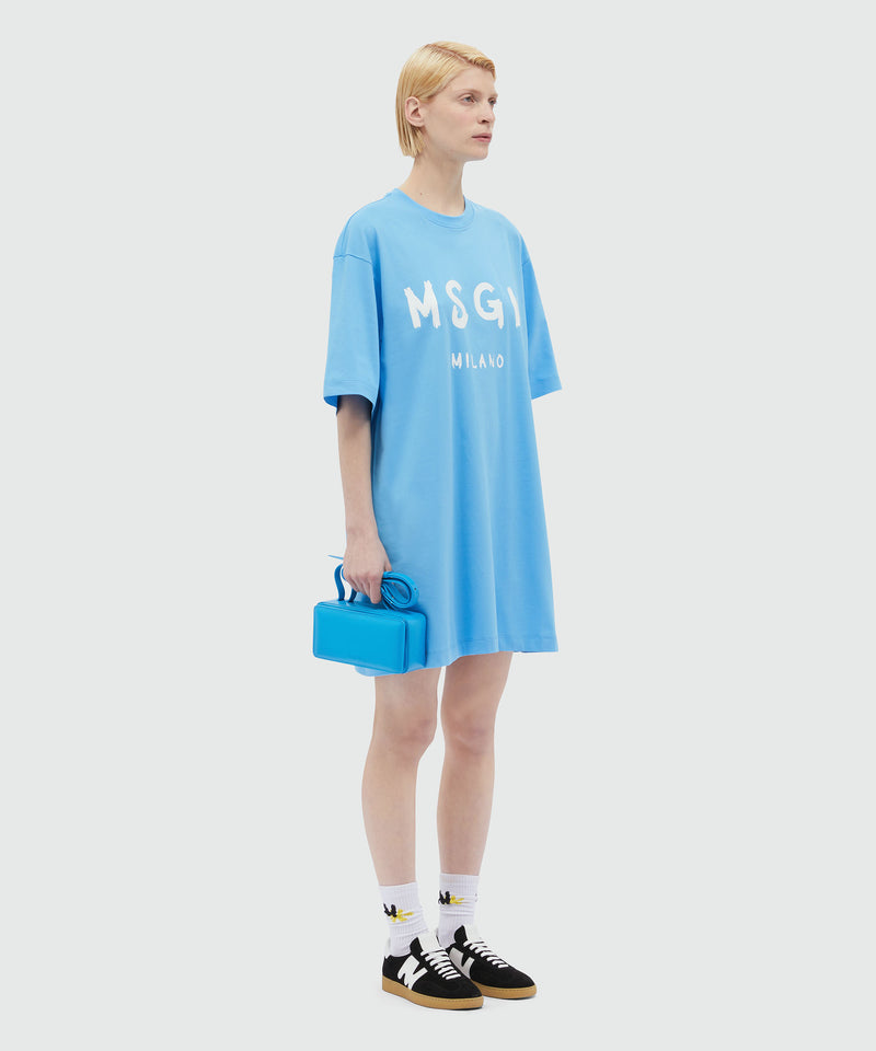 Jersey brushstroke logo T-shirt dress BLUE Women 