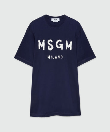 Jersey brushstroke logo T-shirt dress