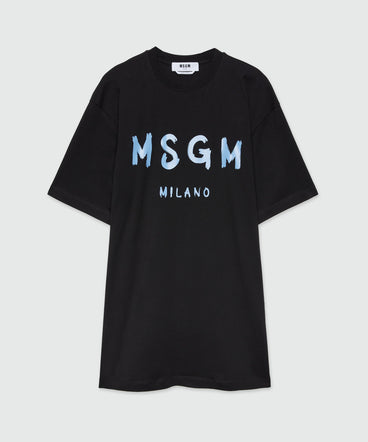 Jersey brushstroke logo T-shirt dress