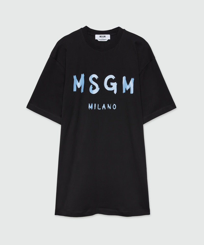 Jersey brushstroke logo T-shirt dress Black Women 