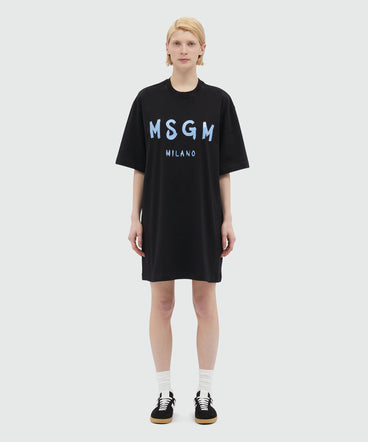 Jersey brushstroke logo T-shirt dress