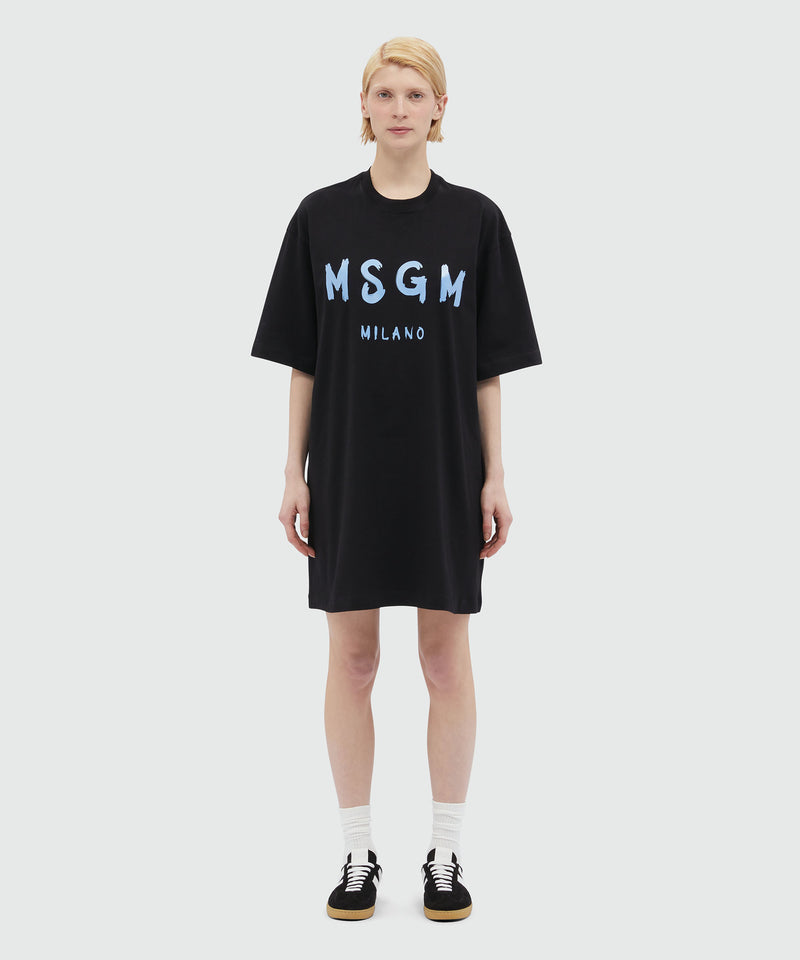 Jersey brushstroke logo T-shirt dress Black Women 