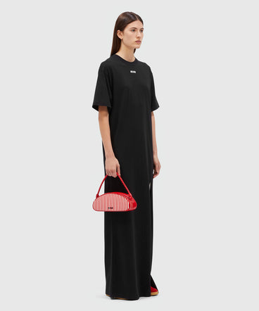 Black jersey t-shirt dress with micrologist