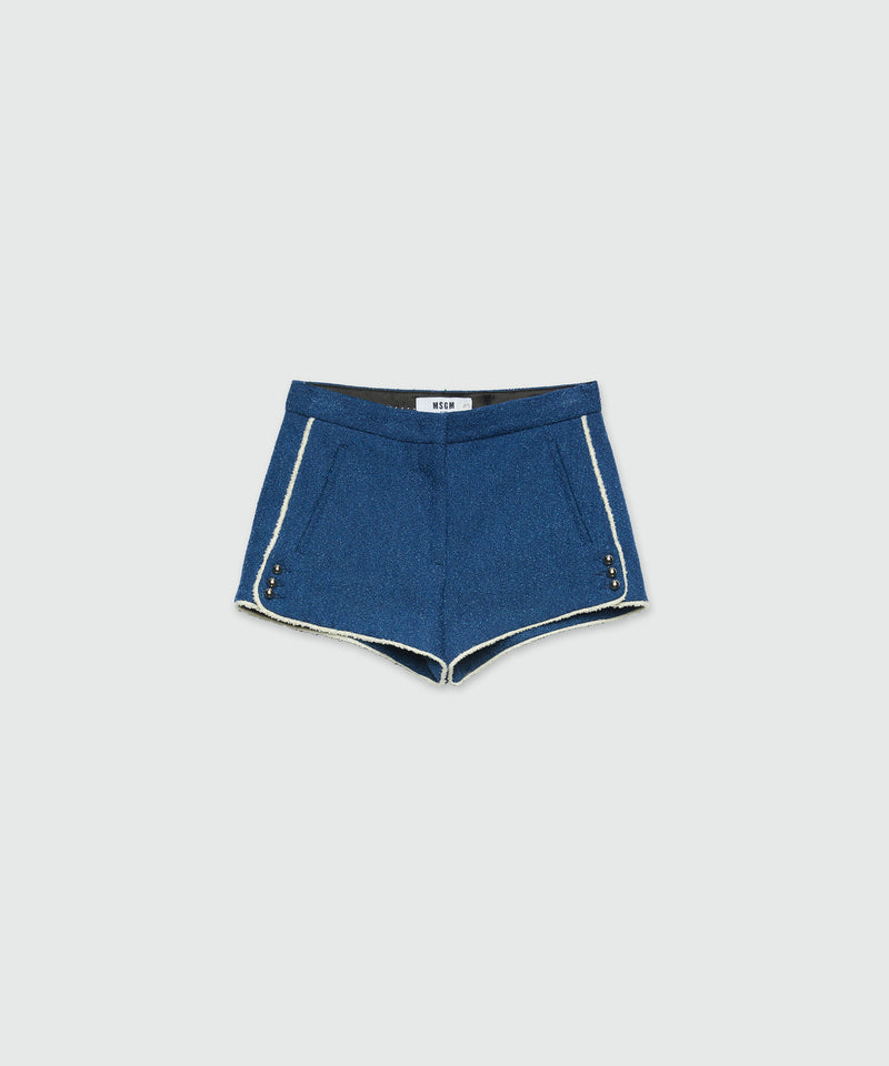 Blue bouclé tweed denim shorts 88 Women 