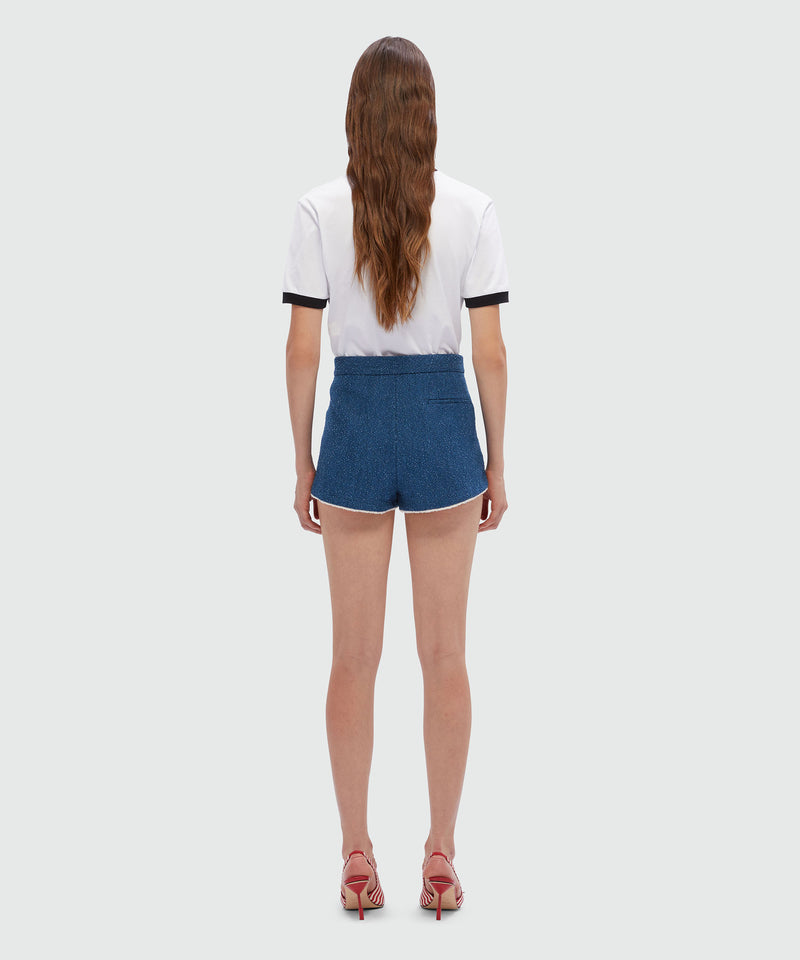 Blue bouclé tweed denim shorts 88 Women 