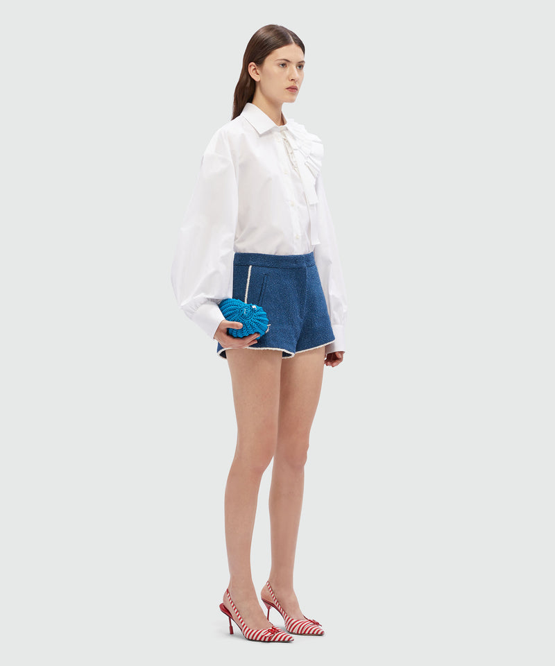 Blue bouclé tweed denim shorts 88 Women 
