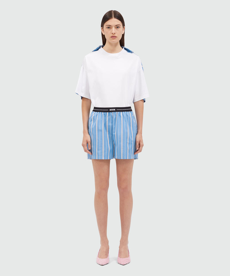 Shorts in popeline con elastico MSGM BLU Donna 