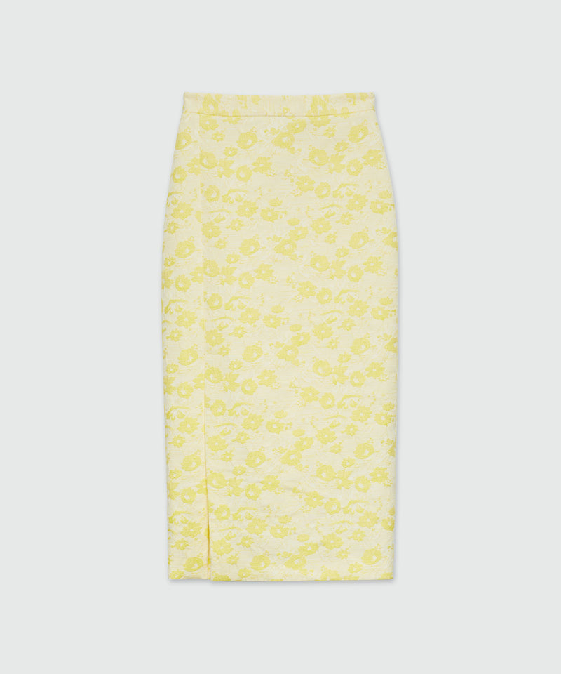 Gonna longuette con motivo floreale jacquard GIALLO Donna 