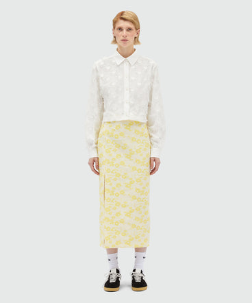 Gonna longuette con motivo floreale jacquard