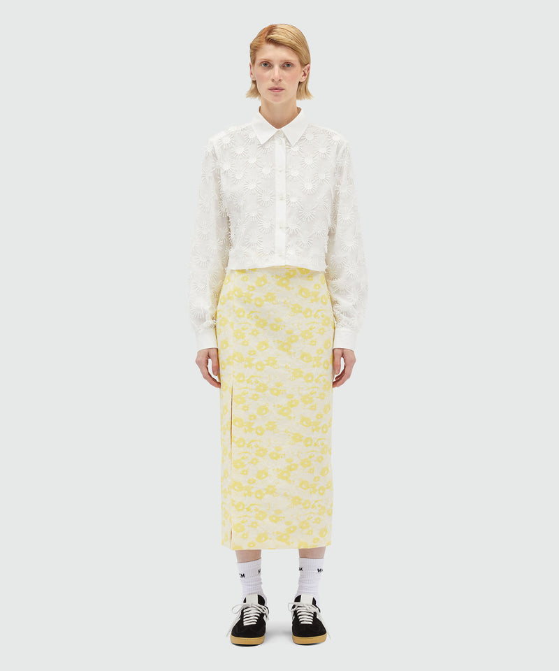 Gonna longuette con motivo floreale jacquard GIALLO Donna 