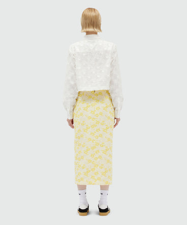 Gonna longuette con motivo floreale jacquard
