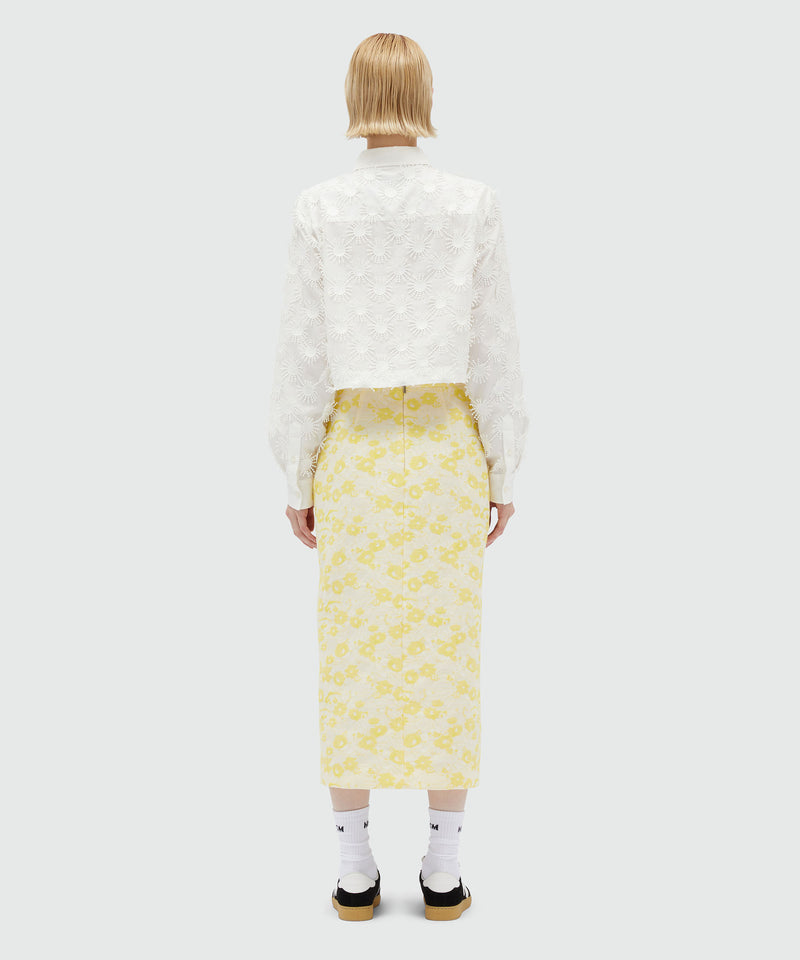 Gonna longuette con motivo floreale jacquard GIALLO Donna 