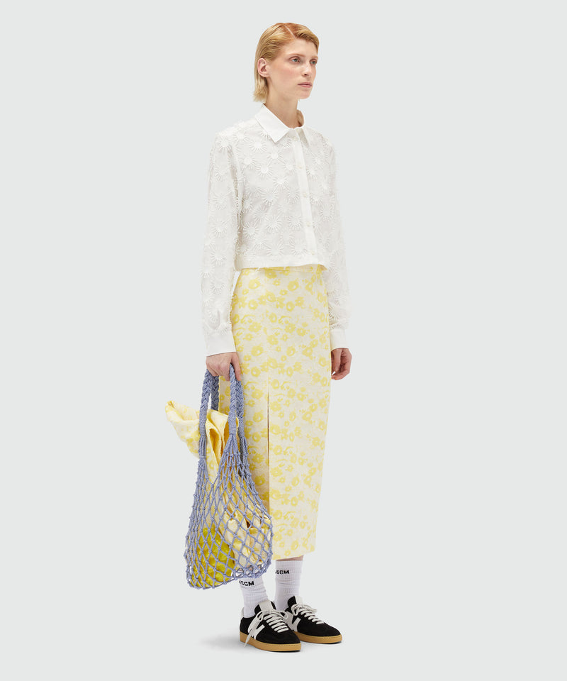 Gonna longuette con motivo floreale jacquard GIALLO Donna 