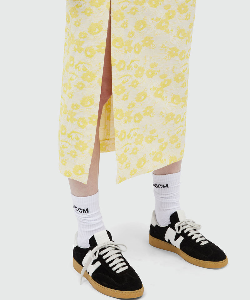 Gonna longuette con motivo floreale jacquard GIALLO Donna 